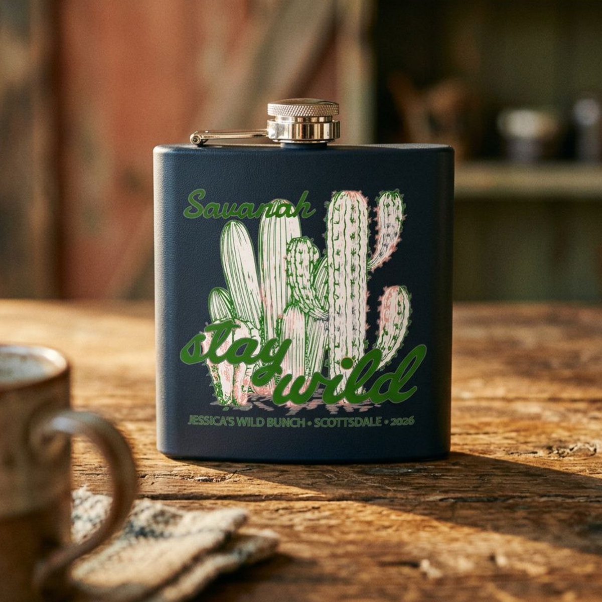 Personalized Stay Wild Bachelorette Stainless Steel Flask 6oz