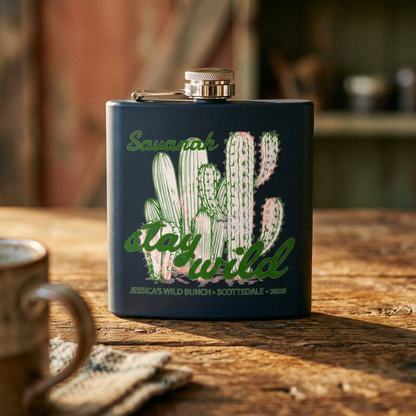 Personalized Stay Wild Bachelorette Stainless Steel Flask 6oz