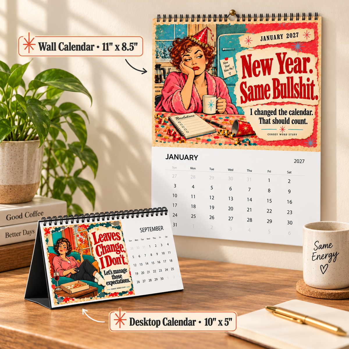 2027 Funny Calendar | Desk, Wall, or Both