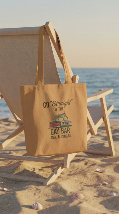 Go Straight to the Gay Bar Tote Bag | Gay, Michigan Vintage Canvas Bag | Funny LGBTQ+ Market Tote