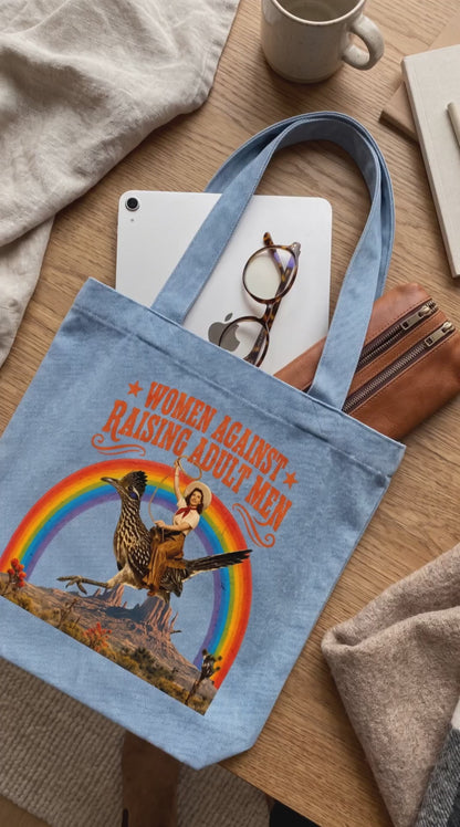 Women Against Raising Adult Men Denim Tote