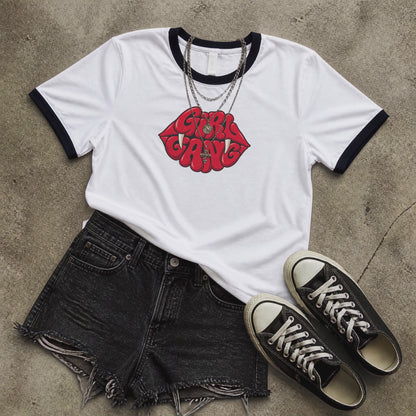 Girl Gang Vampire Ringer Tee | Women’s Retro Graphic Shirt