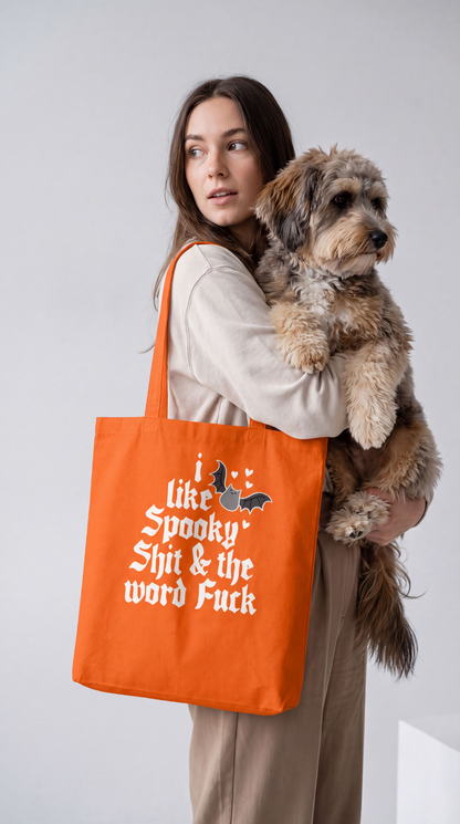 Funny Halloween Tote Bag, I Like Spooky Shit & the Word Fuck