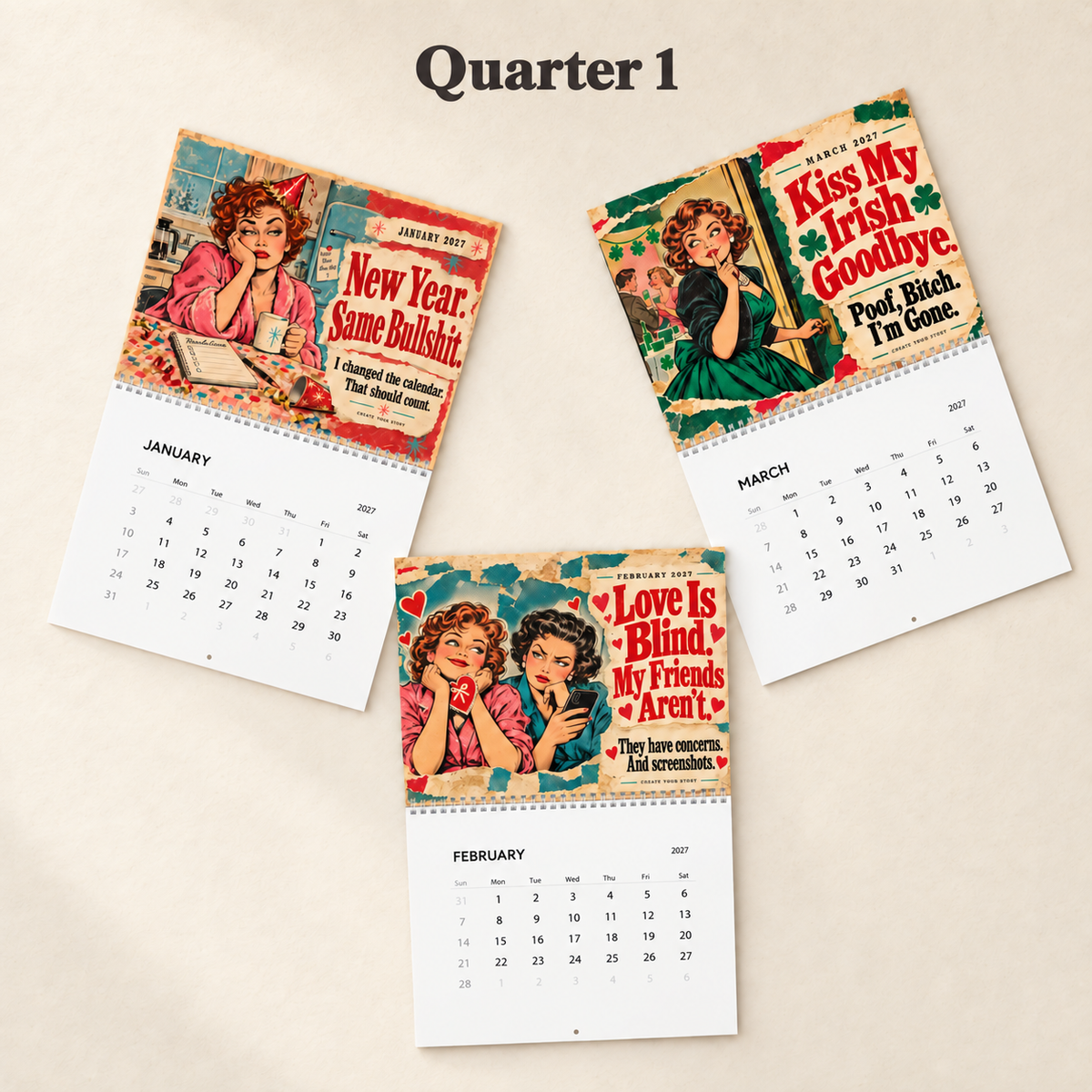 2027 Funny Calendar | Desk, Wall, or Both