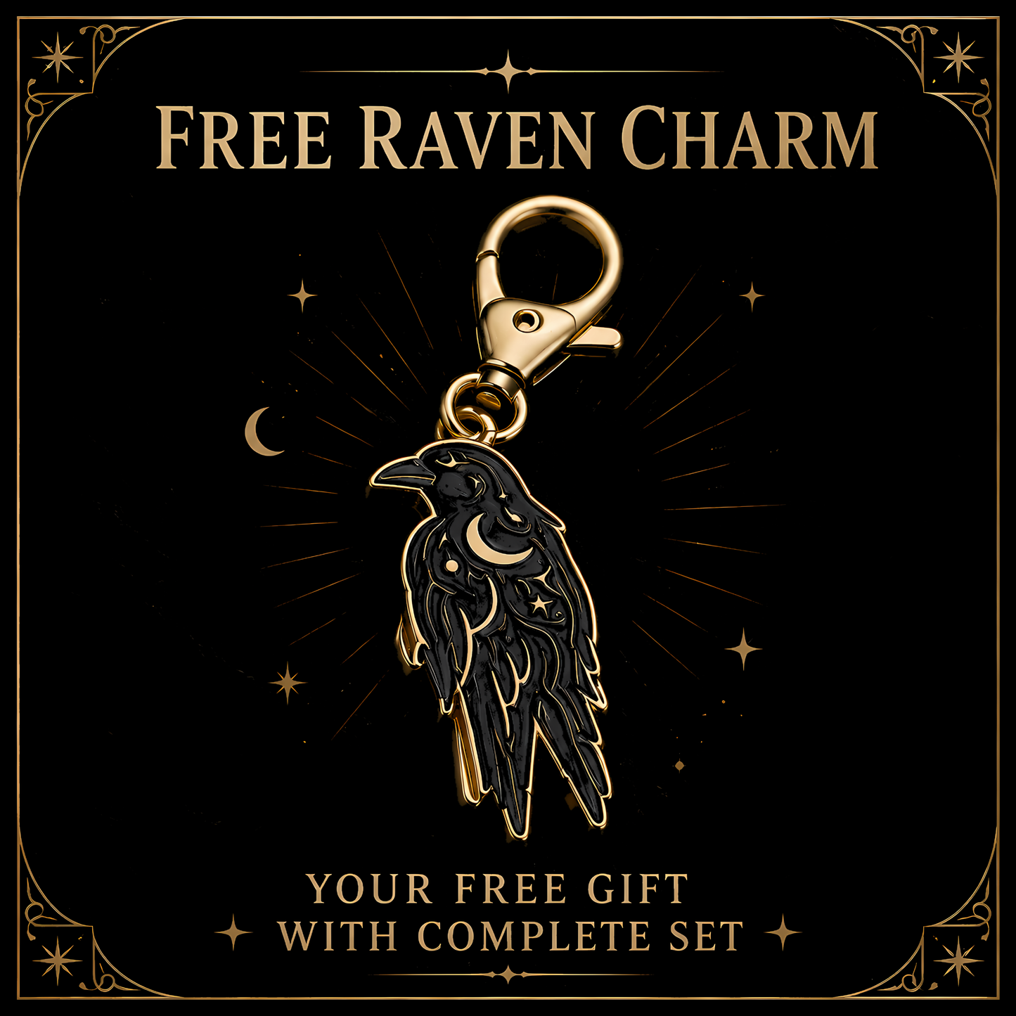 Evil Eye Jewelry Set, Gold Celestial Earrings & Heart Ring, Gothic Jewelry Bundle, Raven Charm Gift