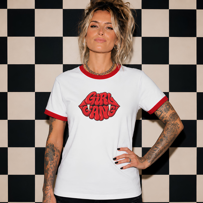 Girl Gang Vampire Ringer Tee | Women’s Retro Graphic Shirt