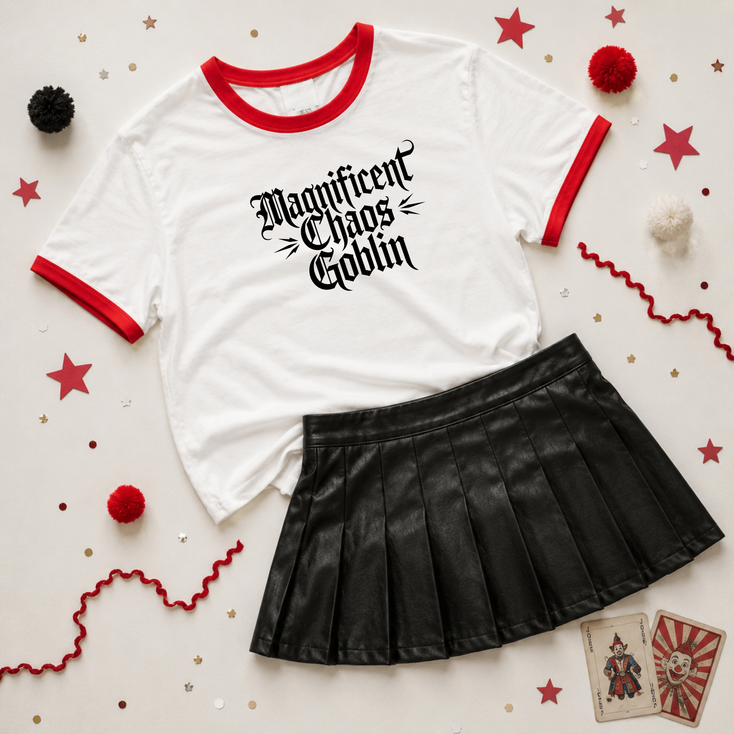 Magnificent Chaos Goblin Womens Cropped Ringer Tee