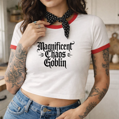 Magnificent Chaos Goblin Womens Cropped Ringer Tee