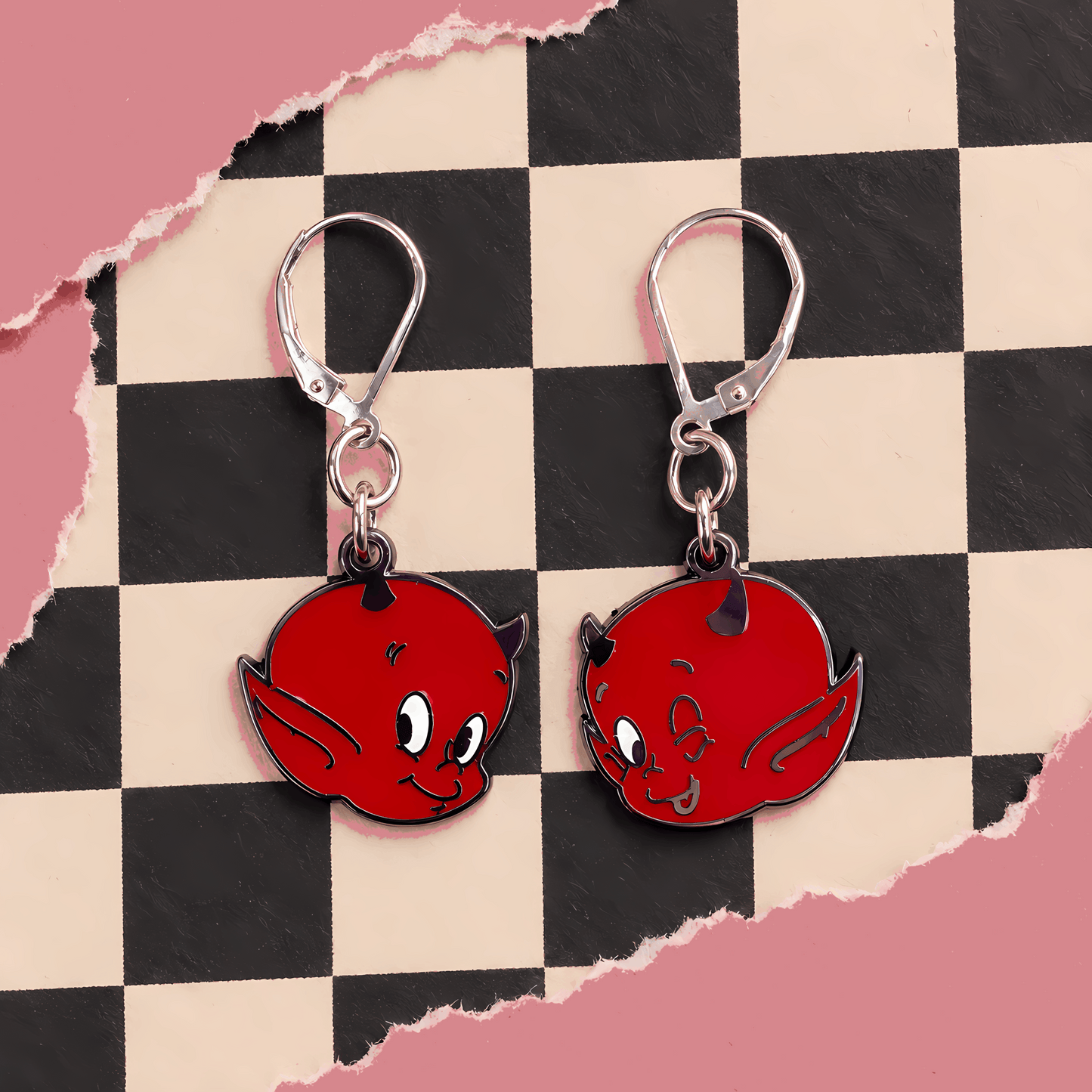 Mismatched Red Devil Earrings | Handmade Retro Kitsch Dangles