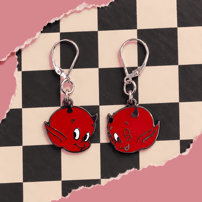 Mismatched Red Devil Earrings | Handmade Retro Kitsch Dangles