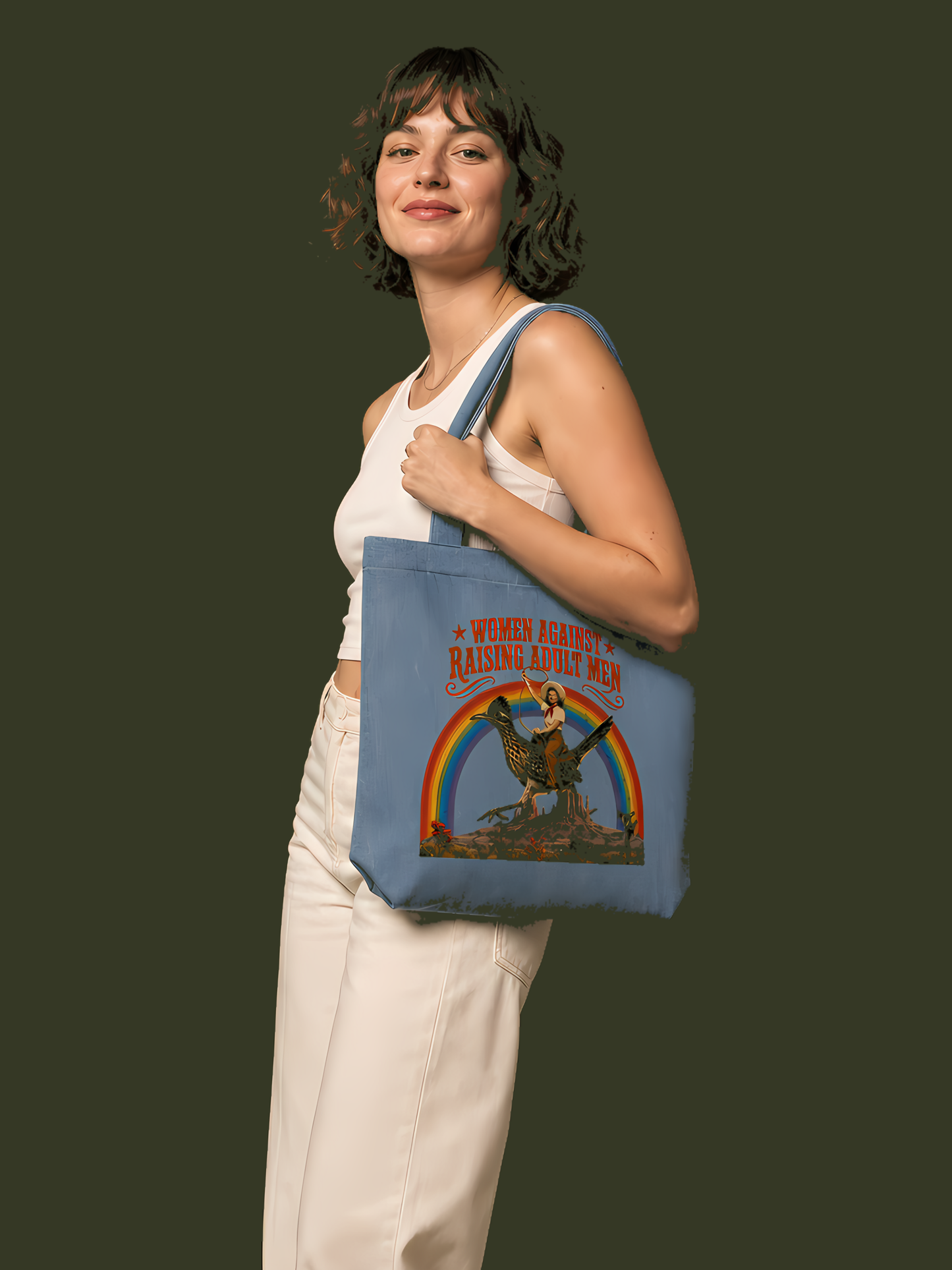 Women Against Raising Adult Men Denim Tote