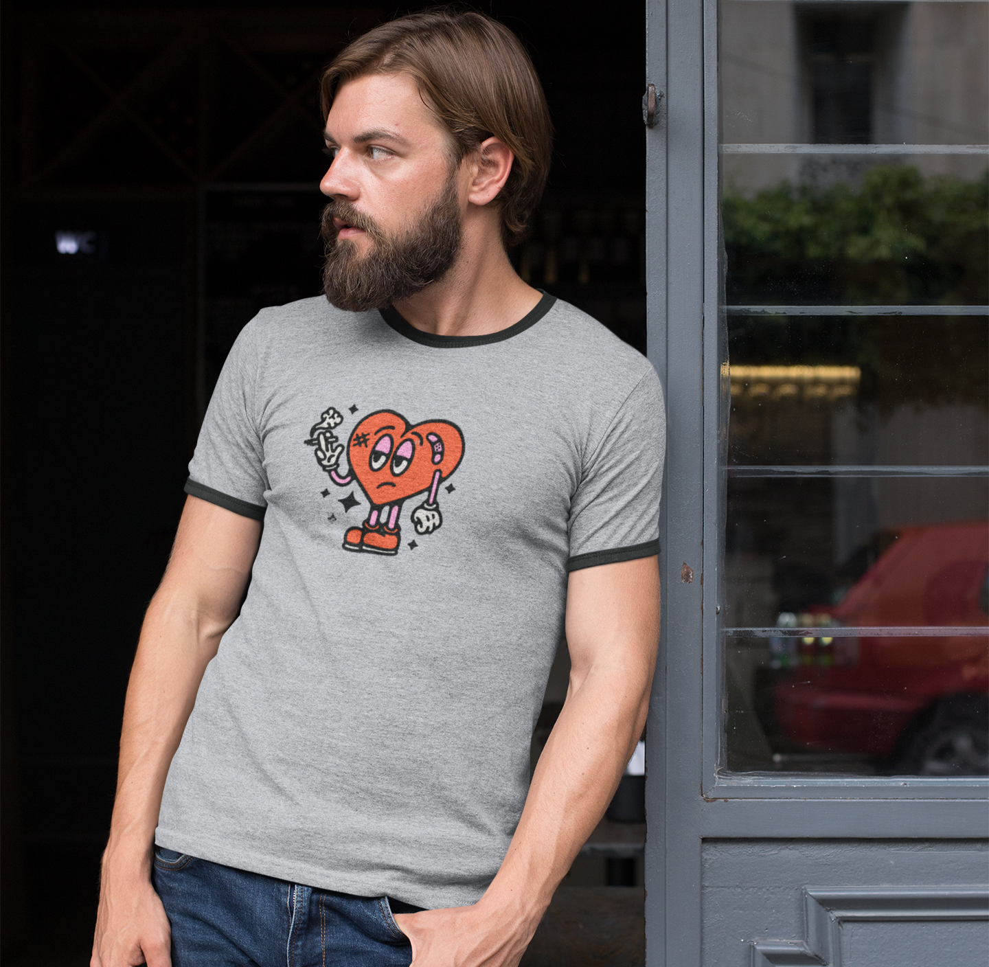 Anti-Valentine’s Unisex Ringer Tee – Broken Hearted & Over It