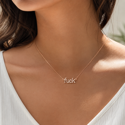 Fuck Crystal Word Necklace Rose Gold Pendant Necklace with Black Velvet Gift Bag