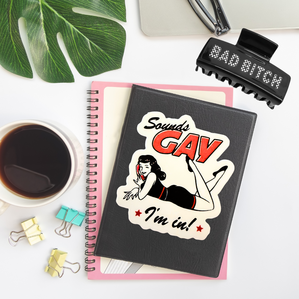 Sounds Gay I’m In Sticker – Retro Pin-Up Girl LGBTQ+ Pride Vinyl Decal |