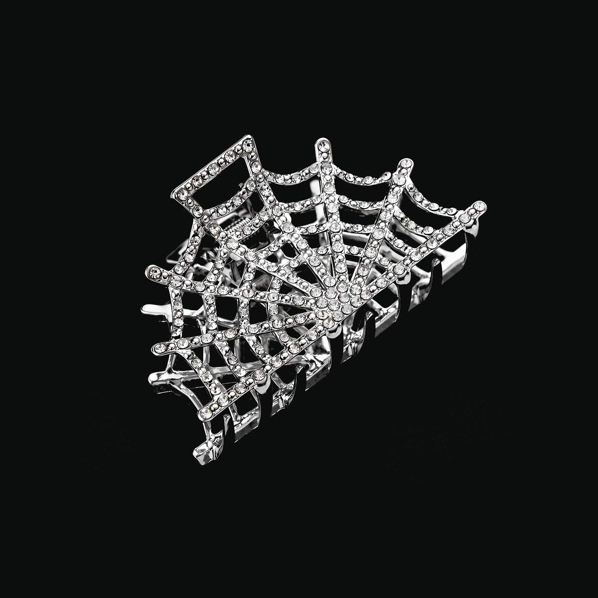 Gothic Hair Claw Clip Set | Vampire Lips & Silver Rhinestone Spiderweb with Gift Packaging & CWS Stickers