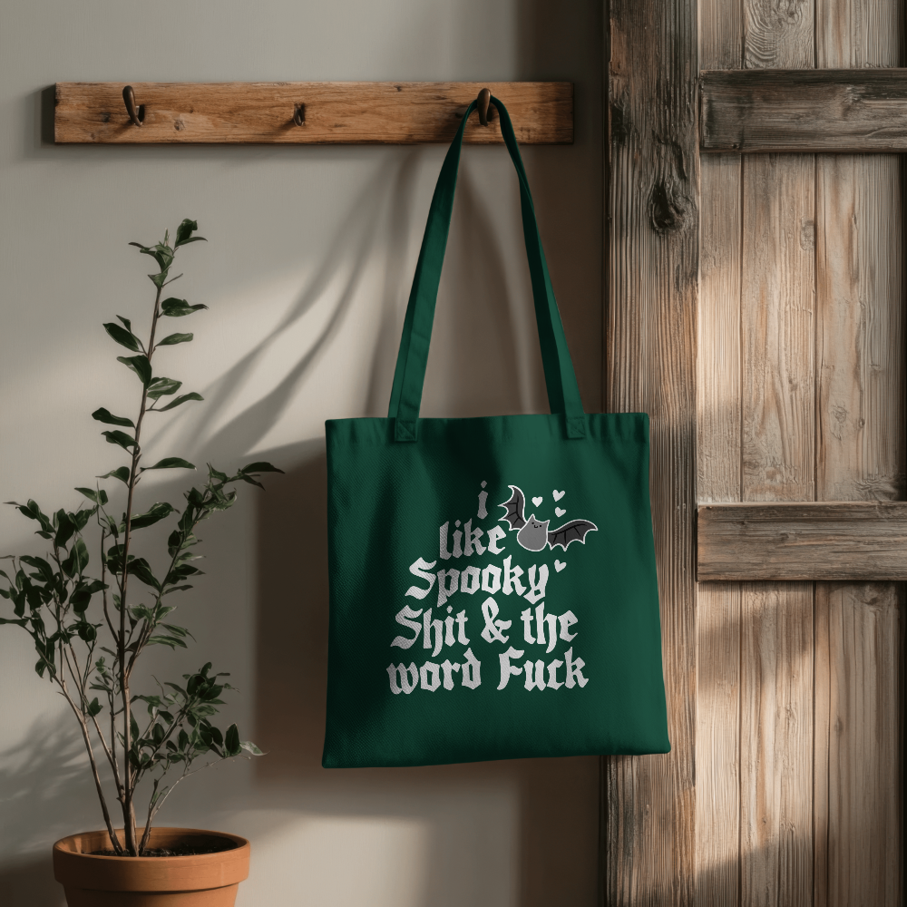 Funny Halloween Tote Bag, I Like Spooky Shit & the Word Fuck