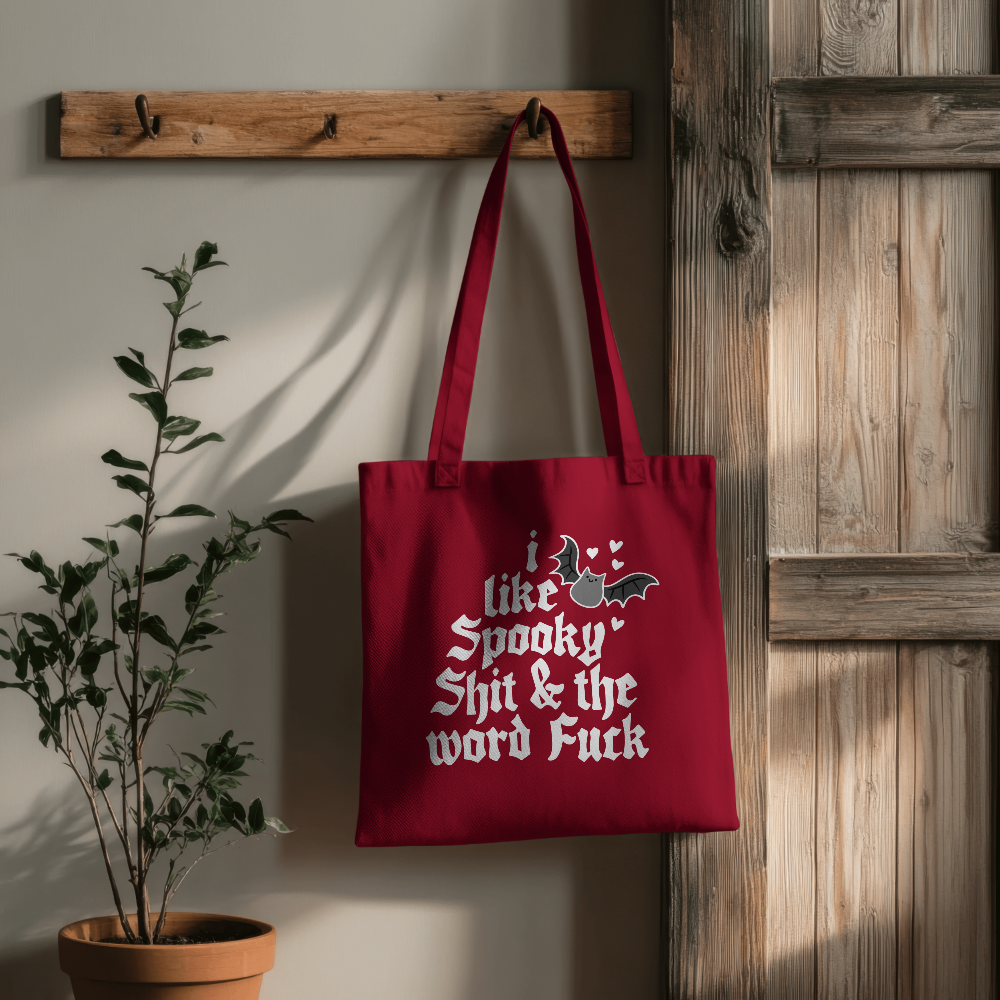 Funny Halloween Tote Bag, I Like Spooky Shit & the Word Fuck