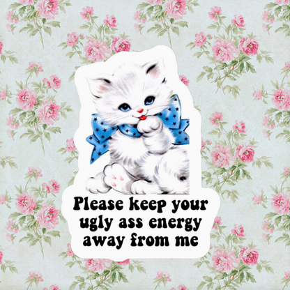 Ugly Energy Cat Sticker + Bonus Sticker and Free Shipping