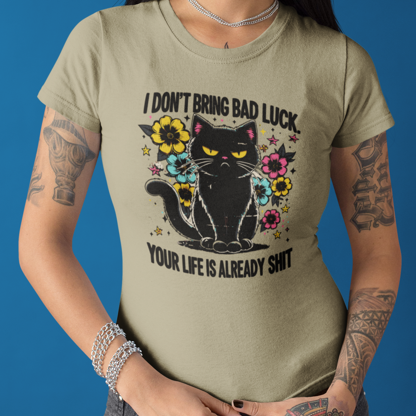 Grumpy Black Cat T-Shirt Enthusiasts - Embrace the Sass! Unisex Jersey Short Sleeve Tee