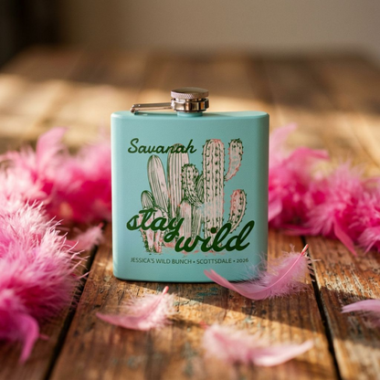Personalized Stay Wild Bachelorette Stainless Steel Flask 6oz