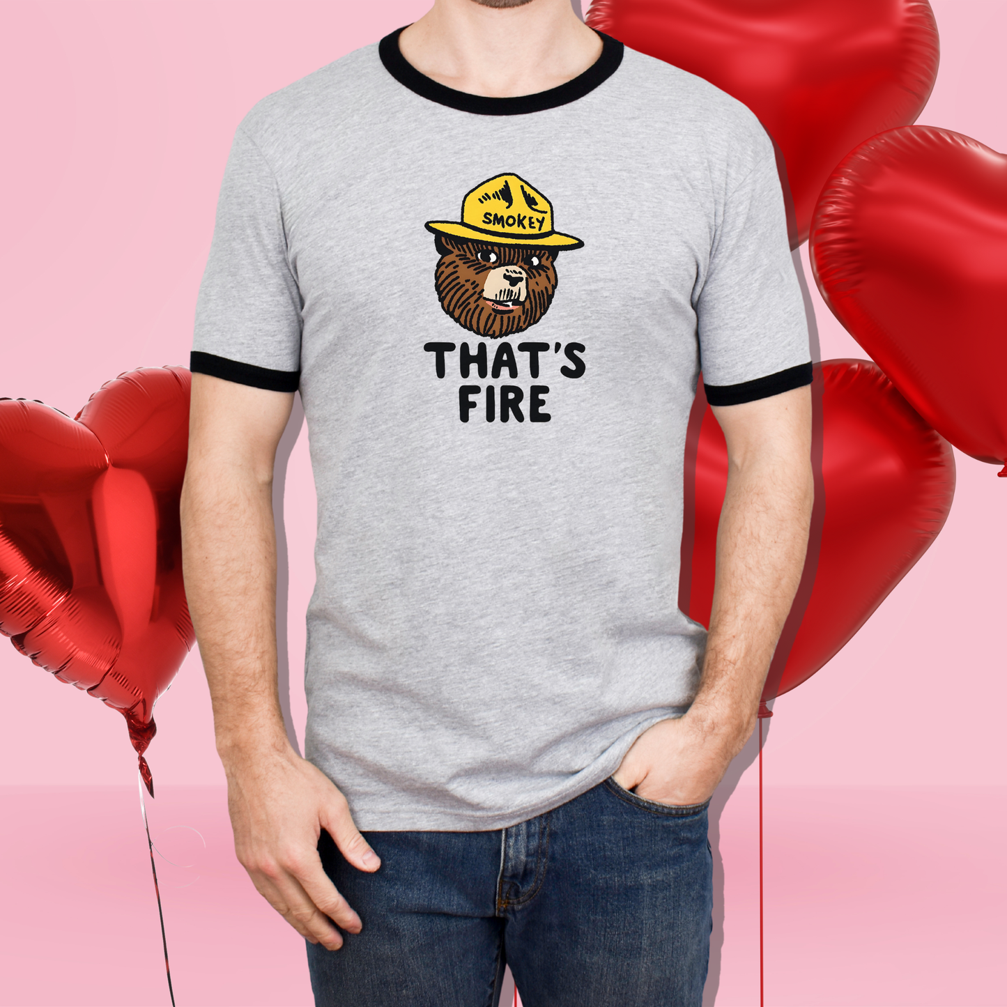 That’s Fire Smokey Bear Ringer T-Shirt | Retro Unisex Next Level 3604 Tee