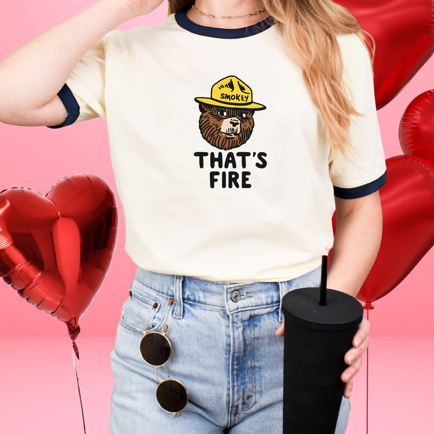 That’s Fire Smokey Bear Ringer T-Shirt | Retro Unisex Next Level 3604 Tee