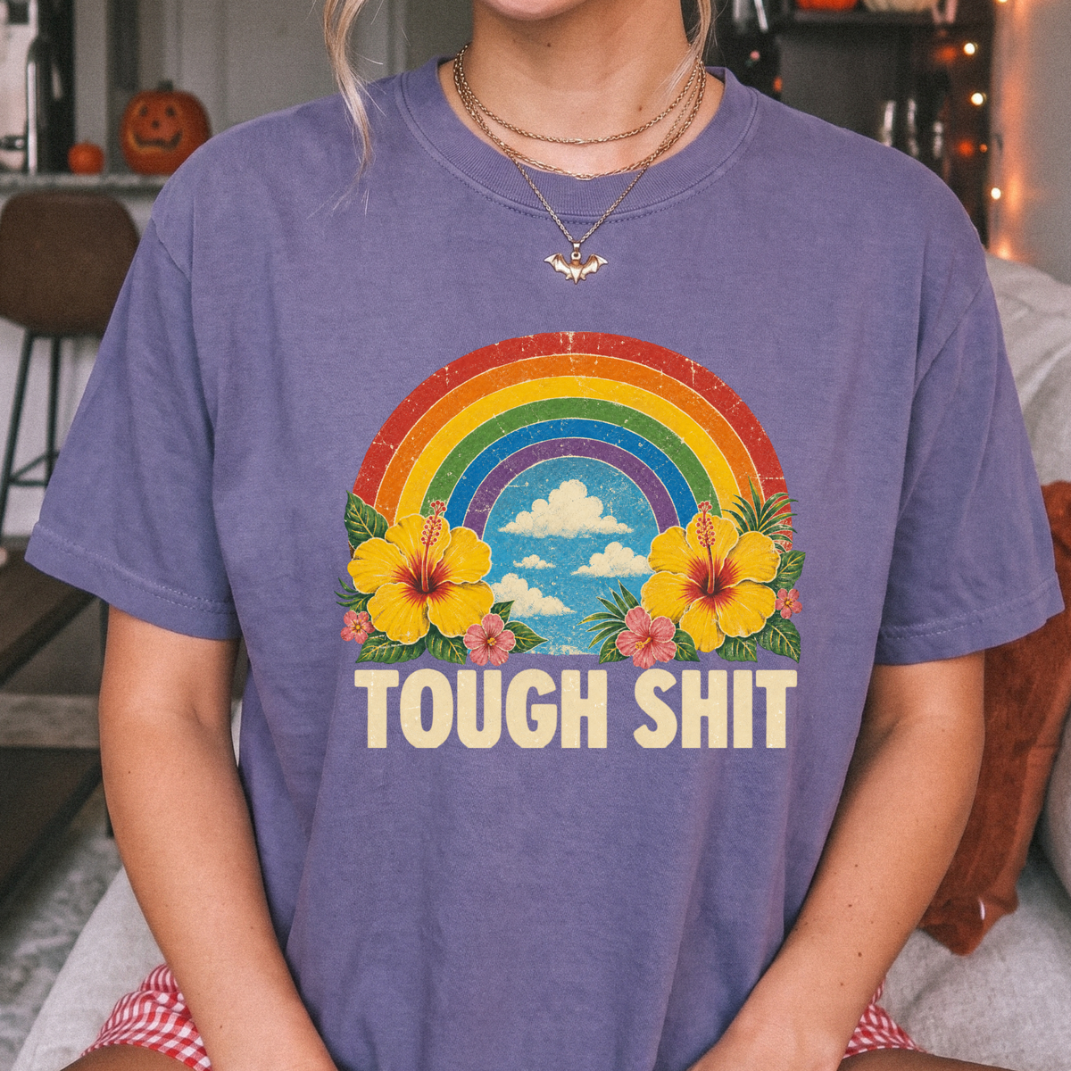 Tough Luck Rainbow Shirt Retro Graphic Comfort Colors 1717 T-Shirt