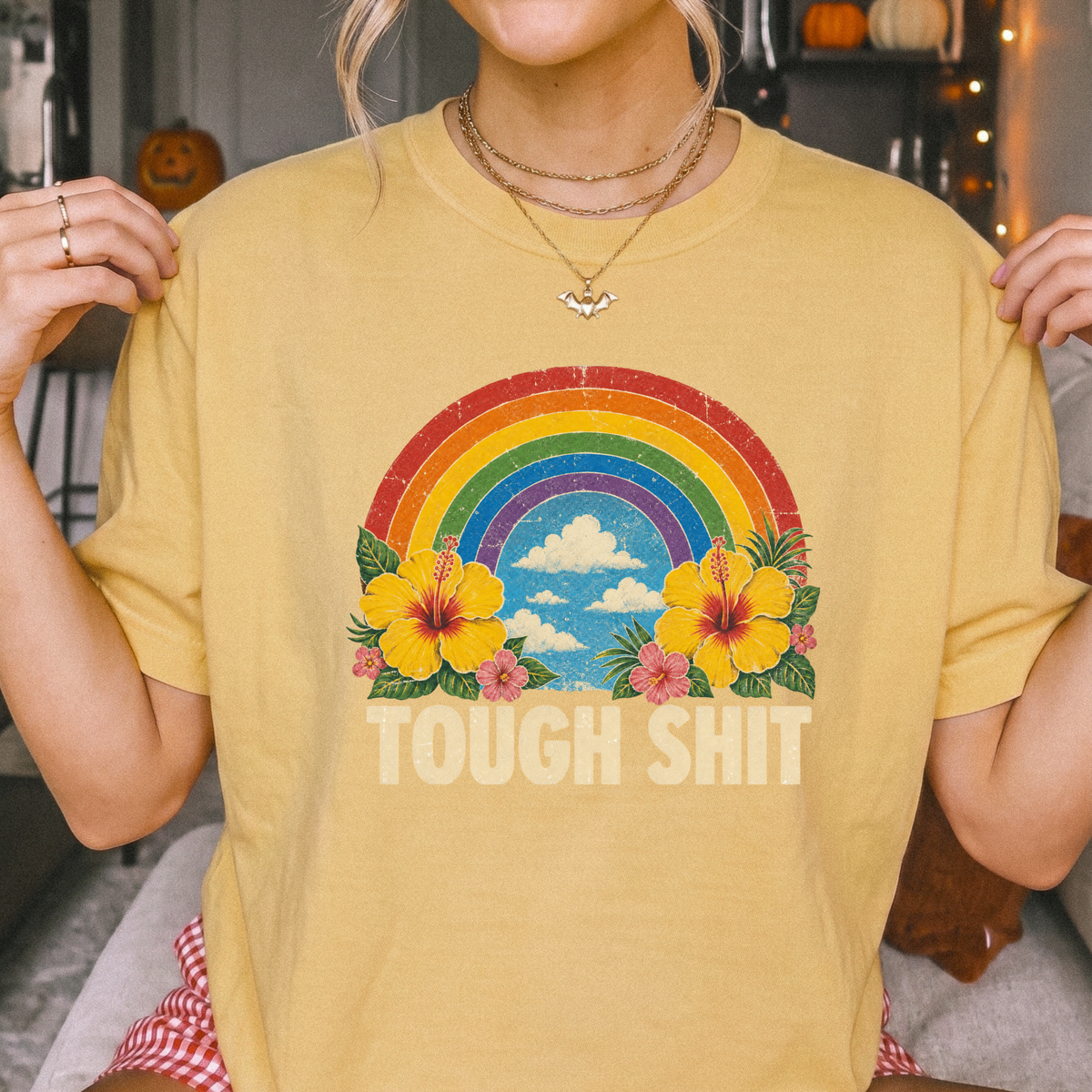 Tough Luck Rainbow Shirt Retro Graphic Comfort Colors 1717 T-Shirt
