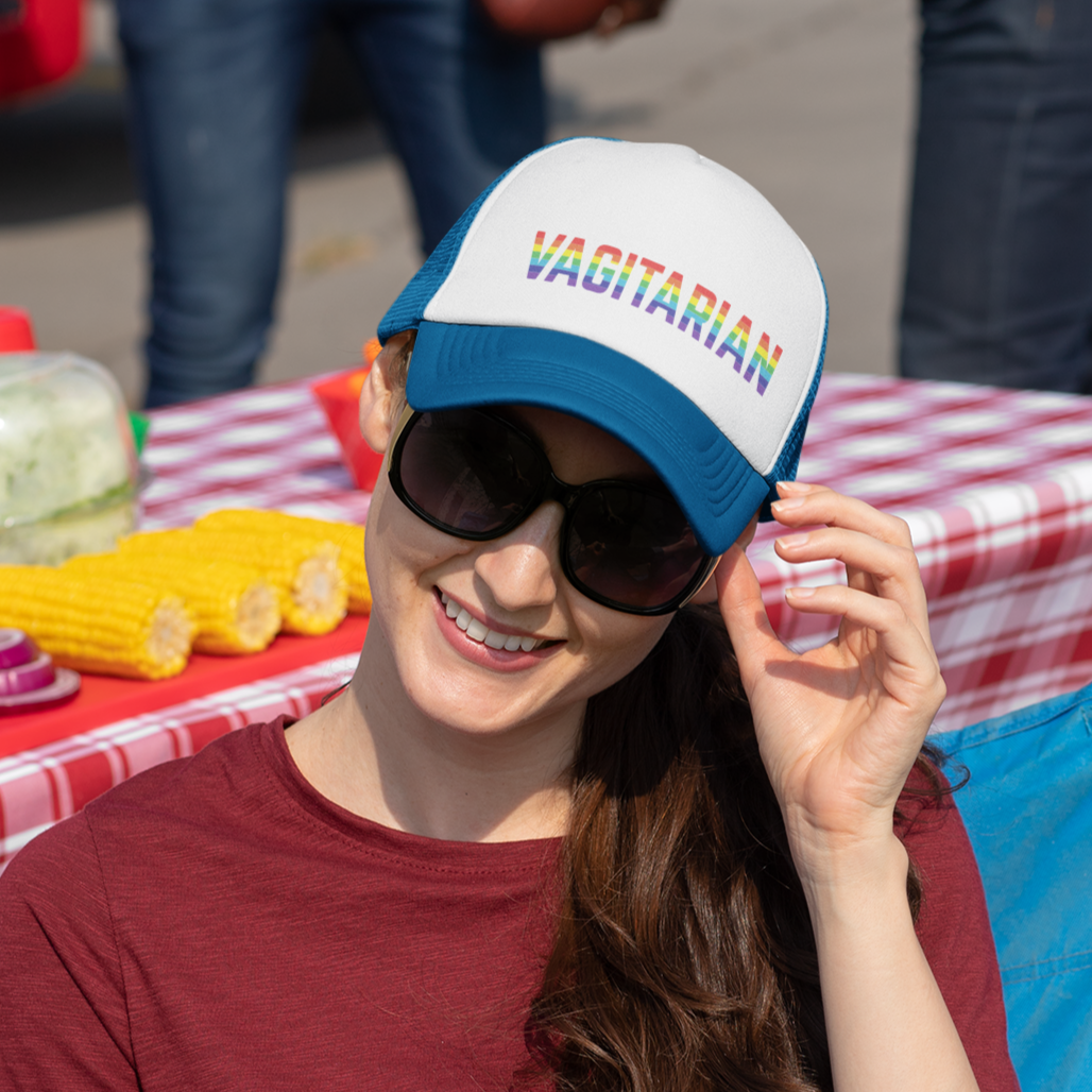 Vagitarian Pride Foam Trucker Hat - LGBT Gay Month Special Edition in 6 Vibrant Colors
