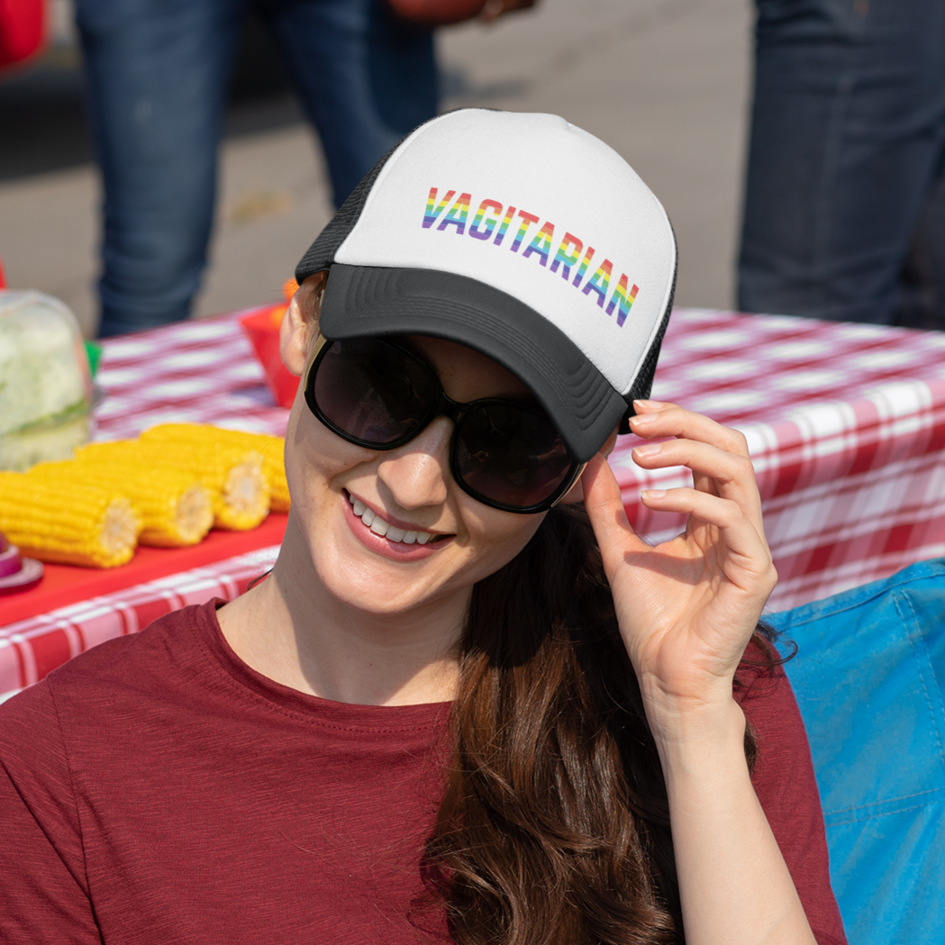Vagitarian Pride Foam Trucker Hat - LGBT Gay Month Special Edition in 6 Vibrant Colors