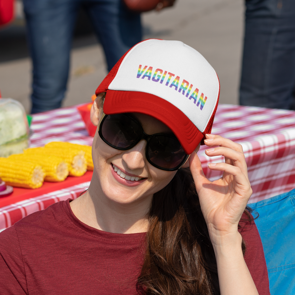 Vagitarian Pride Foam Trucker Hat - LGBT Gay Month Special Edition in 6 Vibrant Colors