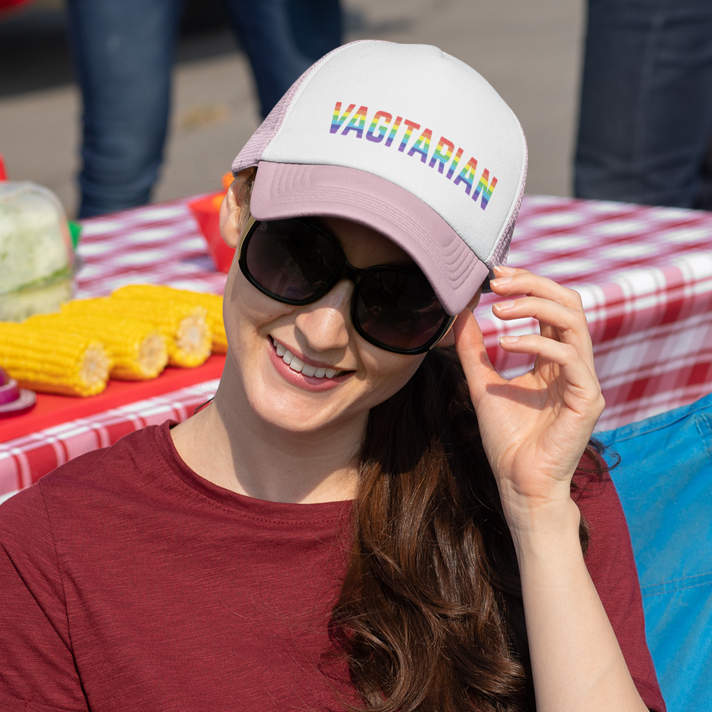 Vagitarian Pride Foam Trucker Hat - LGBT Gay Month Special Edition in 6 Vibrant Colors