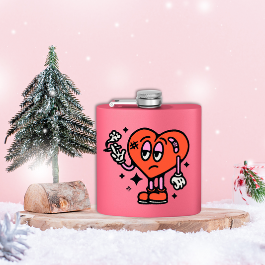 Pink S**king Heart Flask, 6oz Insulated Stainless Steel