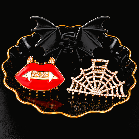 Pick Your Poison Gothic Hair Claws | Vampire Lips, Spiderweb & Bat | Gift Packaging included