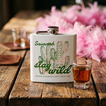 Personalized Stay Wild Bachelorette Stainless Steel Flask 6oz