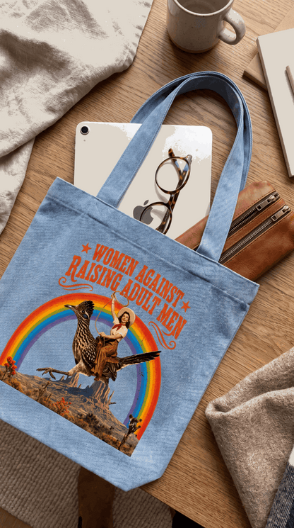Women Against Raising Adult Men Denim Tote