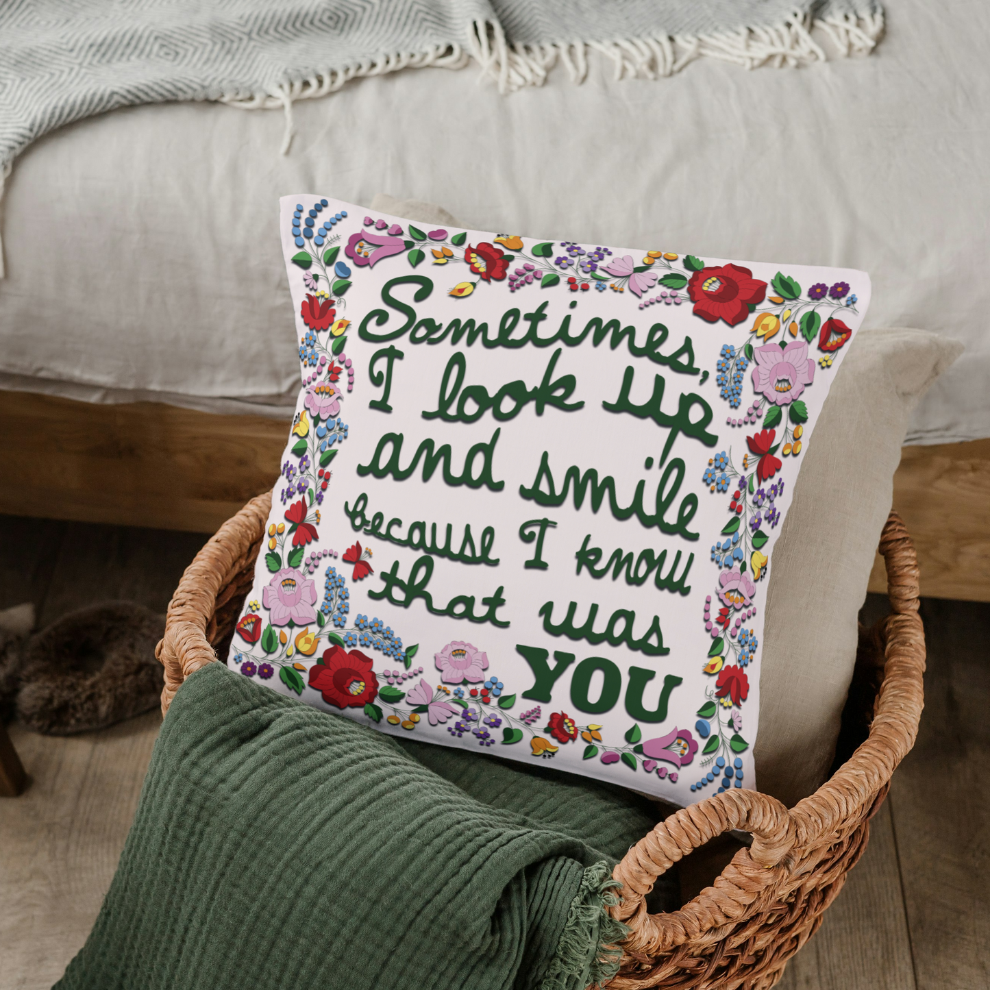 Smile & Remember Spun Polyester Grief Pillow | Comforting Cushion for Fond Reflections available in 4 sizes