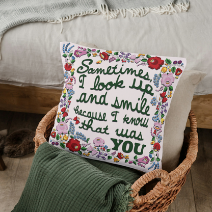 Smile & Remember Spun Polyester Grief Pillow | Comforting Cushion for Fond Reflections available in 4 sizes